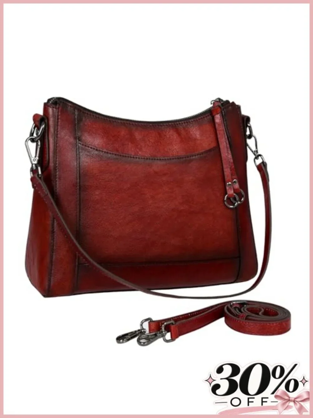Genuine Leather Crossbody Shoulder Bag Adjustable Strap Everyday Purse